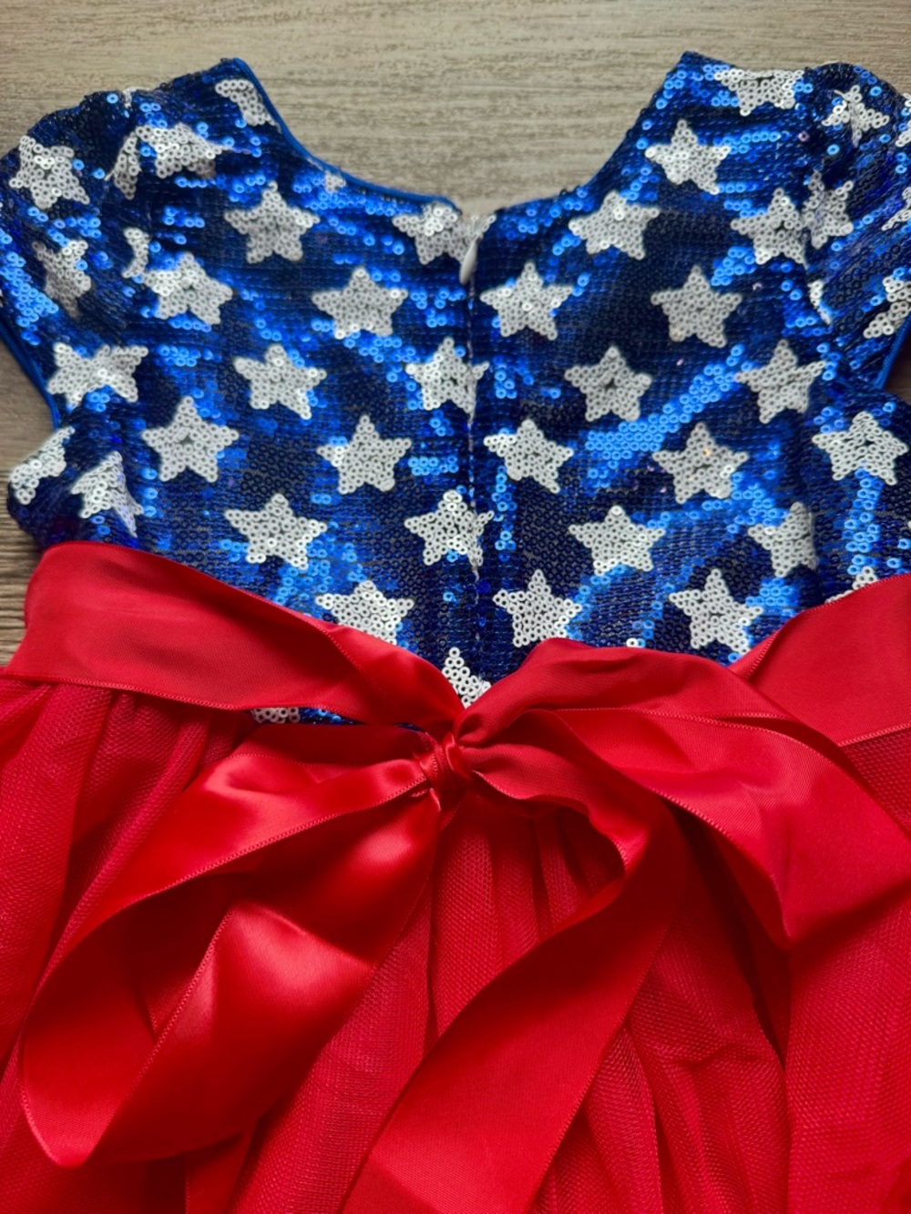 Patriotic Star Sequin & Red Tulle Girl’s Dress - Picture 3 of 5